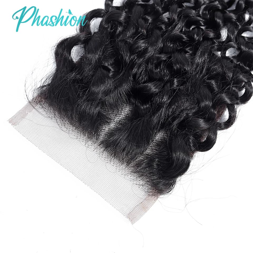Phashion crépus bouclés oreille à oreille 13x4 dentelle frontale transparente suisse 4x4 fermeture p