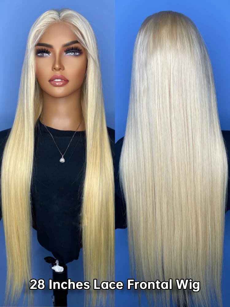 Perruque Lace Front Wig naturelle brésilienne, cheveux lisses, blond miel 613, 13x4, 13x6, 38 40 ama