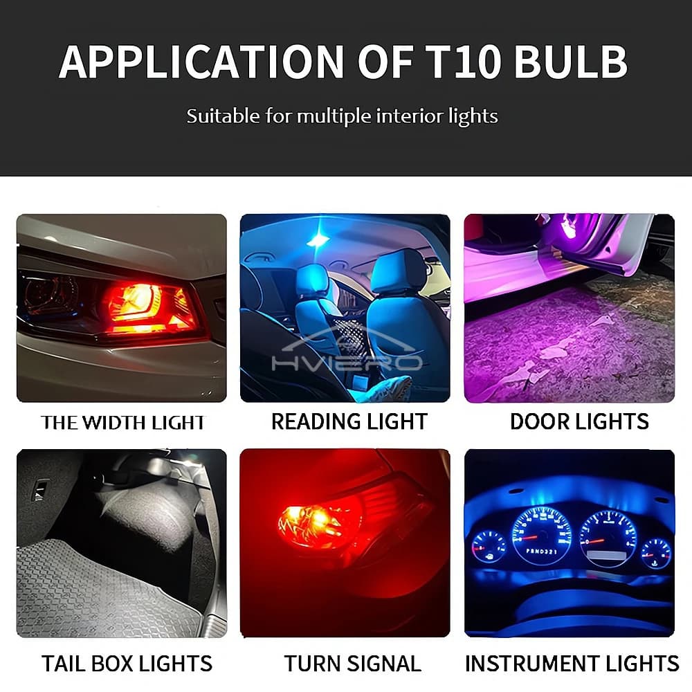 2 pièces W5W 194 T10 boîtier en verre Cob LED ampoule domestique 6000K cale plaque d'immatriculation