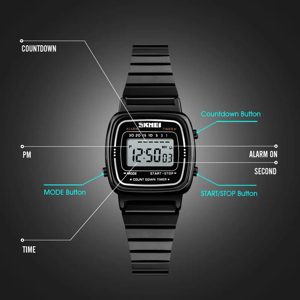 SKMEI 1901 luxe femmes montres petit cadran numérique Chrono calendrier Montre étanche dames Montre-