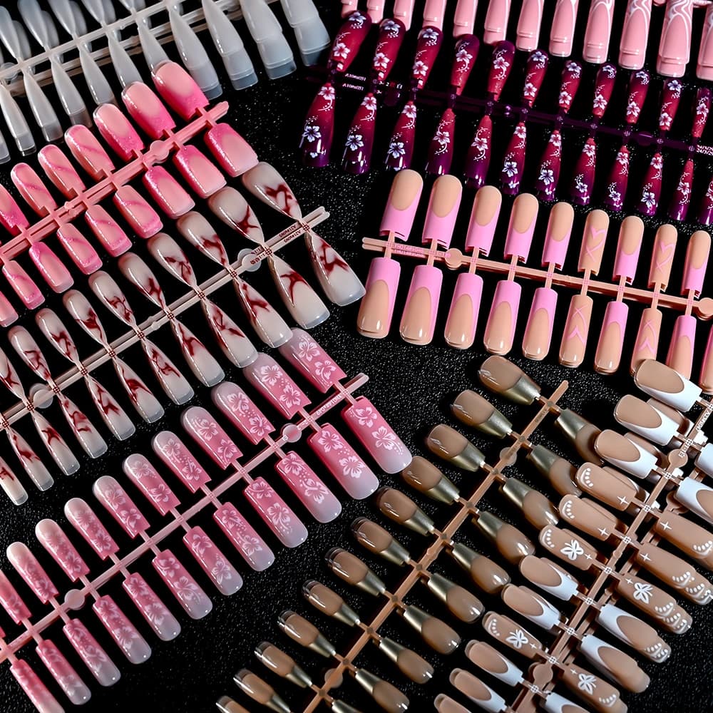 120 pièces acrylique français faux ongles carré amande cercueil faux ongles conseils pour les femmes