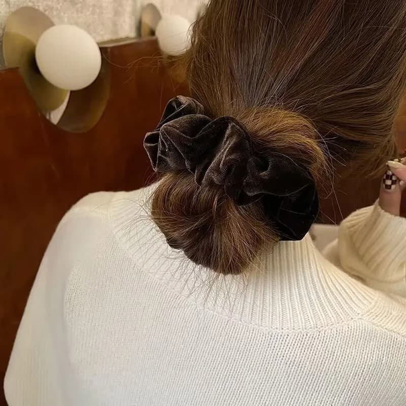 Chouchous pour cheveux pour femmes, 1 à 4 pièces, Vintage, velours, couleur unie, boucle pour cheveu