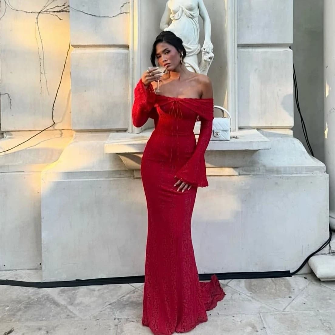 Suninheart blanc Maxi robe d'invité de mariage femmes 2025 élégant hors de l'épaule robes de soirée 