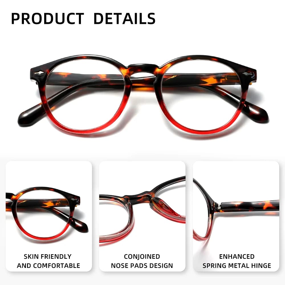 Lunettes de lecture rondes pour hommes et femmes, 2 pièces, monture de couleur Chic, Anti-lumière bl