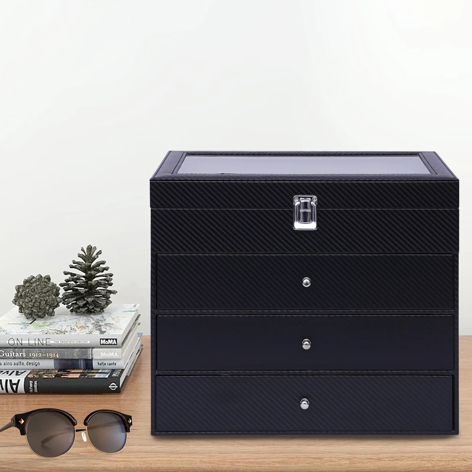 Boîte de rangement pour lunettes de soleil, porte-lunettes, étui à 24 grilles