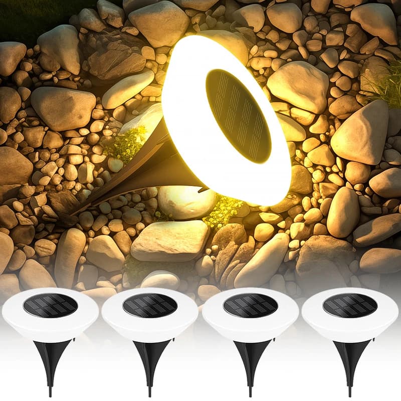1/4 pièces lumières extérieures solaires 14LED lampe de pelouse étanche, 360 °   Éclairage au sol po
