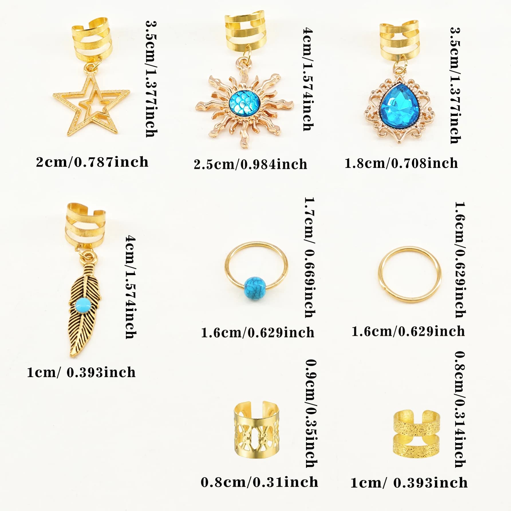 46 pièces pendentif Turquoise Dreadlock tresse cheveux perle anneaux de cheveux Style Hippie accesso