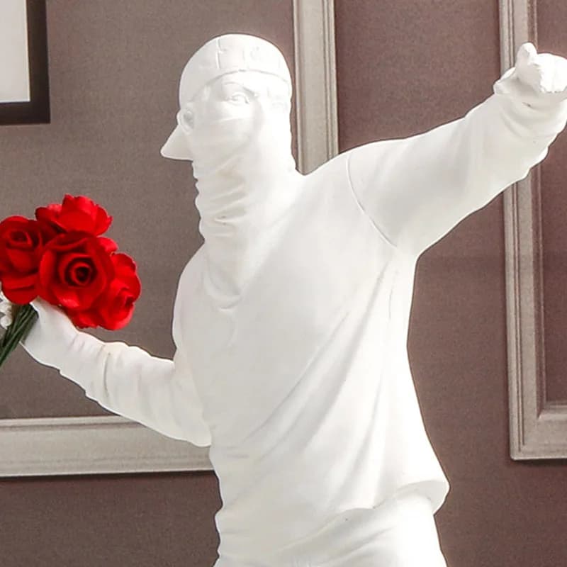 Statues en résine, Sculptures, lanceur de fleurs Banksy, bombardier, accessoires de décoration pour 