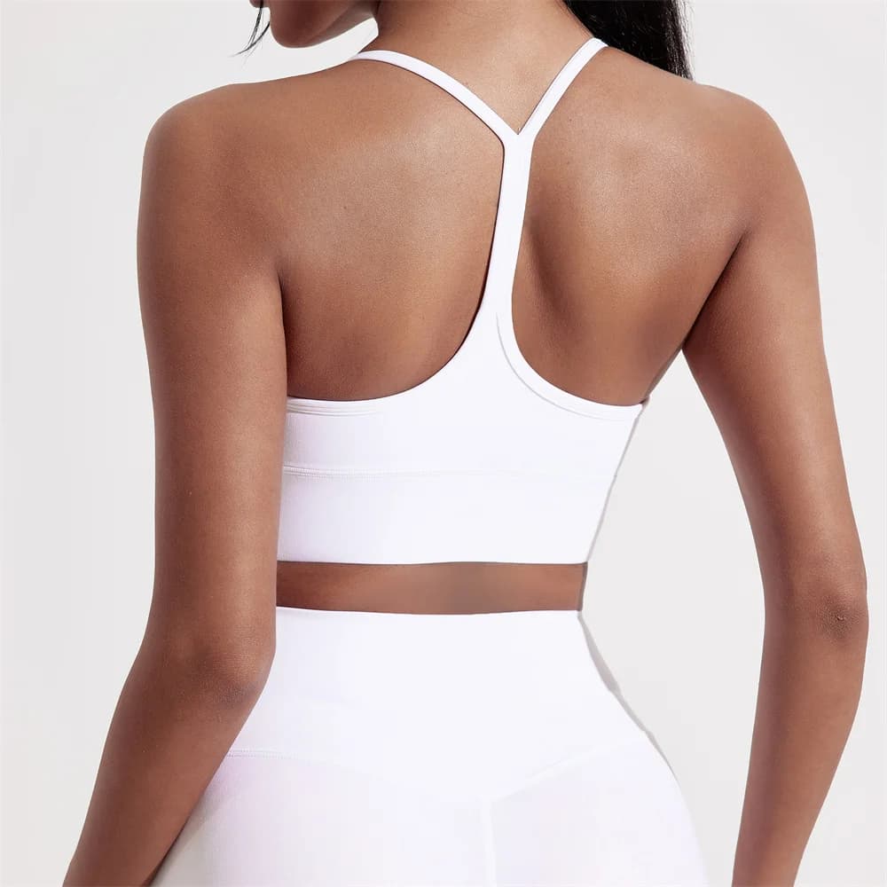 Soutien-gorge de Sport pour femmes, couleur unie, ligne en forme de Y, haut doux et serré, entraînem