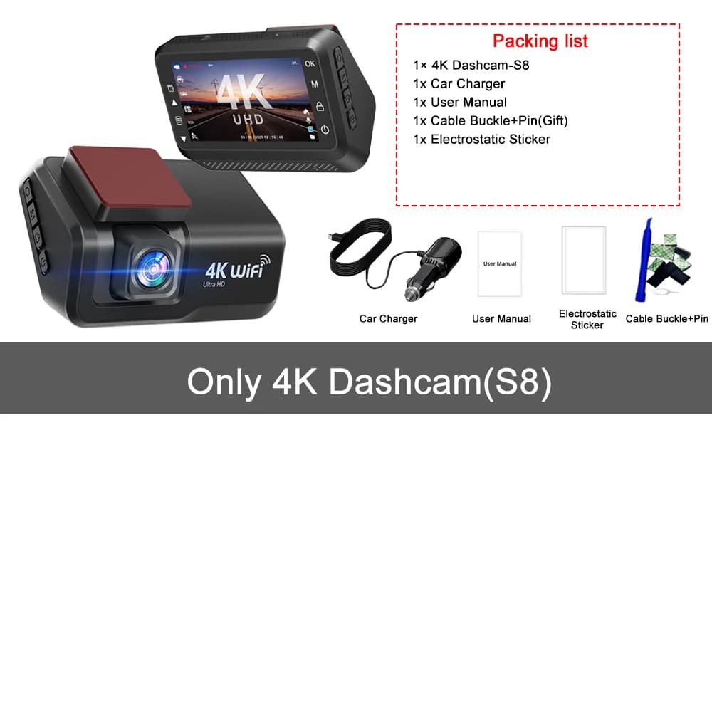 Kocam 4K UHD Dash Cam WiFi voiture DVR avant et arrière double objectif Auto caméra de voiture avec 