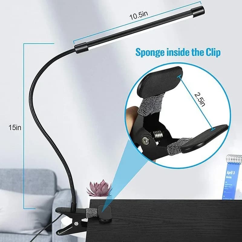 Lampe de bureau à clip LED, dortoir d'étudiants, chambre à coucher, bureau, lampe de lecture de chev