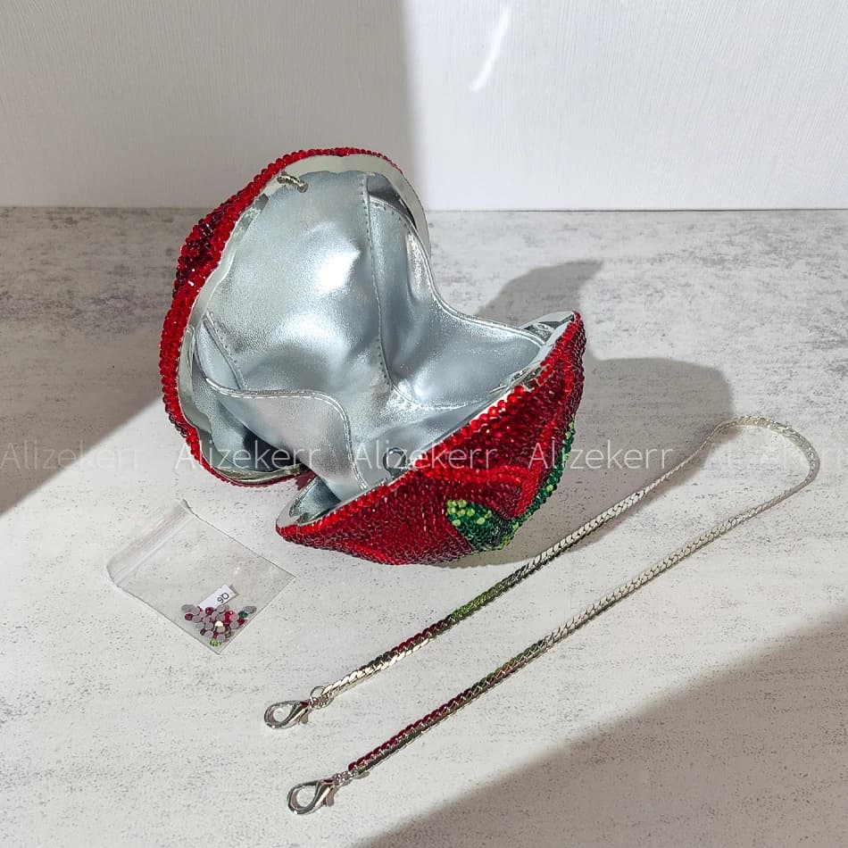 Alizekerr Rose en forme de cristal sacs de soirée femmes magnifique Chic strass fleur pochette sacs 