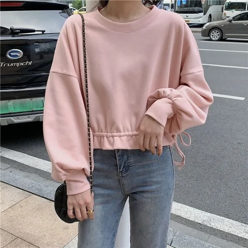 Cropped PVD-Vêtements à manches longues pour femmes, All-Match Proximity Wstring, Élégant, Étudiants