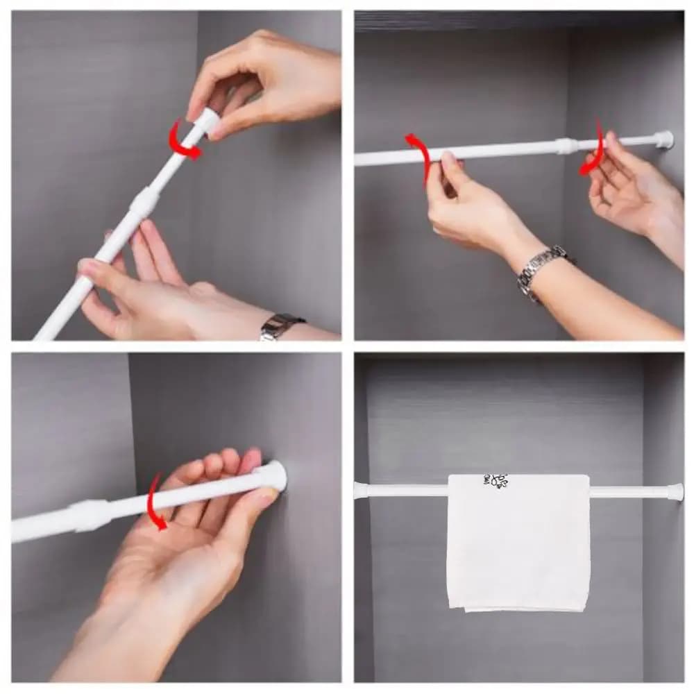 Poteau Télescopique de Rideau Multi-Usages, Bâtons Extensibles Réglables, HOProduct, Tringles de con