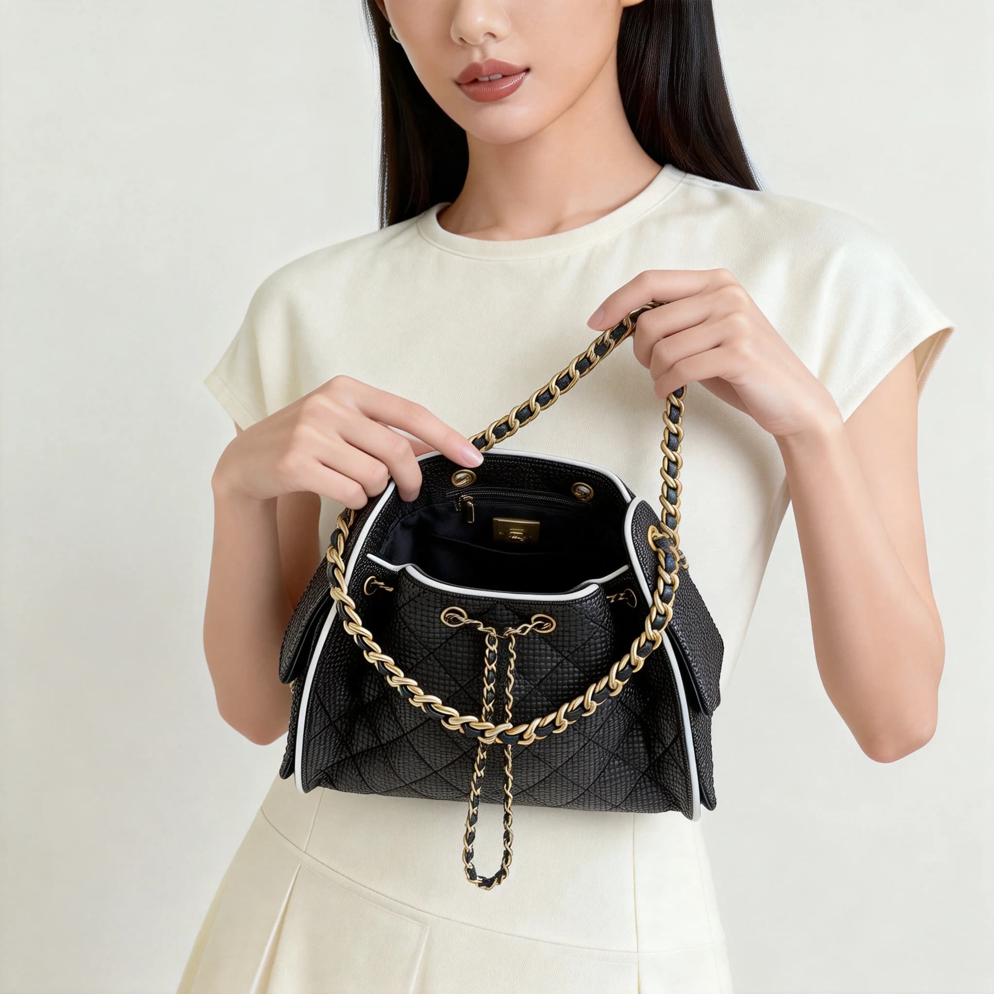 Sac à bandoulière de grande capacité de style bohème à motif diamant, style urbain, sac bandoulière 