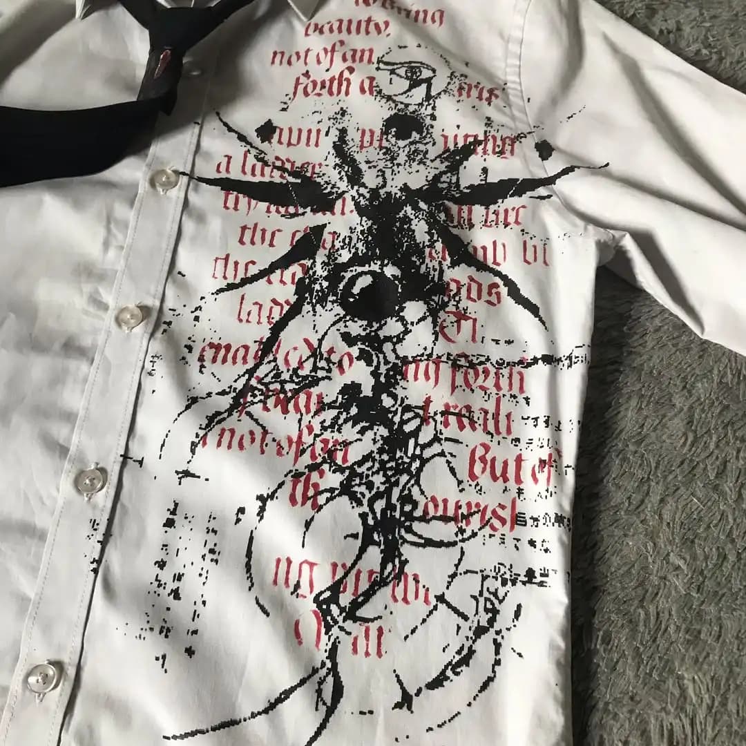Y2K Style gothique manches longues chemise Affliction Harajuku rétro col en v chemise hommes crâne é