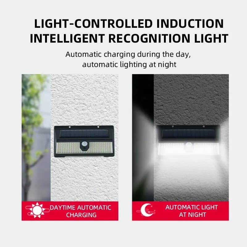 Applique murale solaire étanche à l'iode rouge et bleu avec capteur humain, lumière de jardin extéri