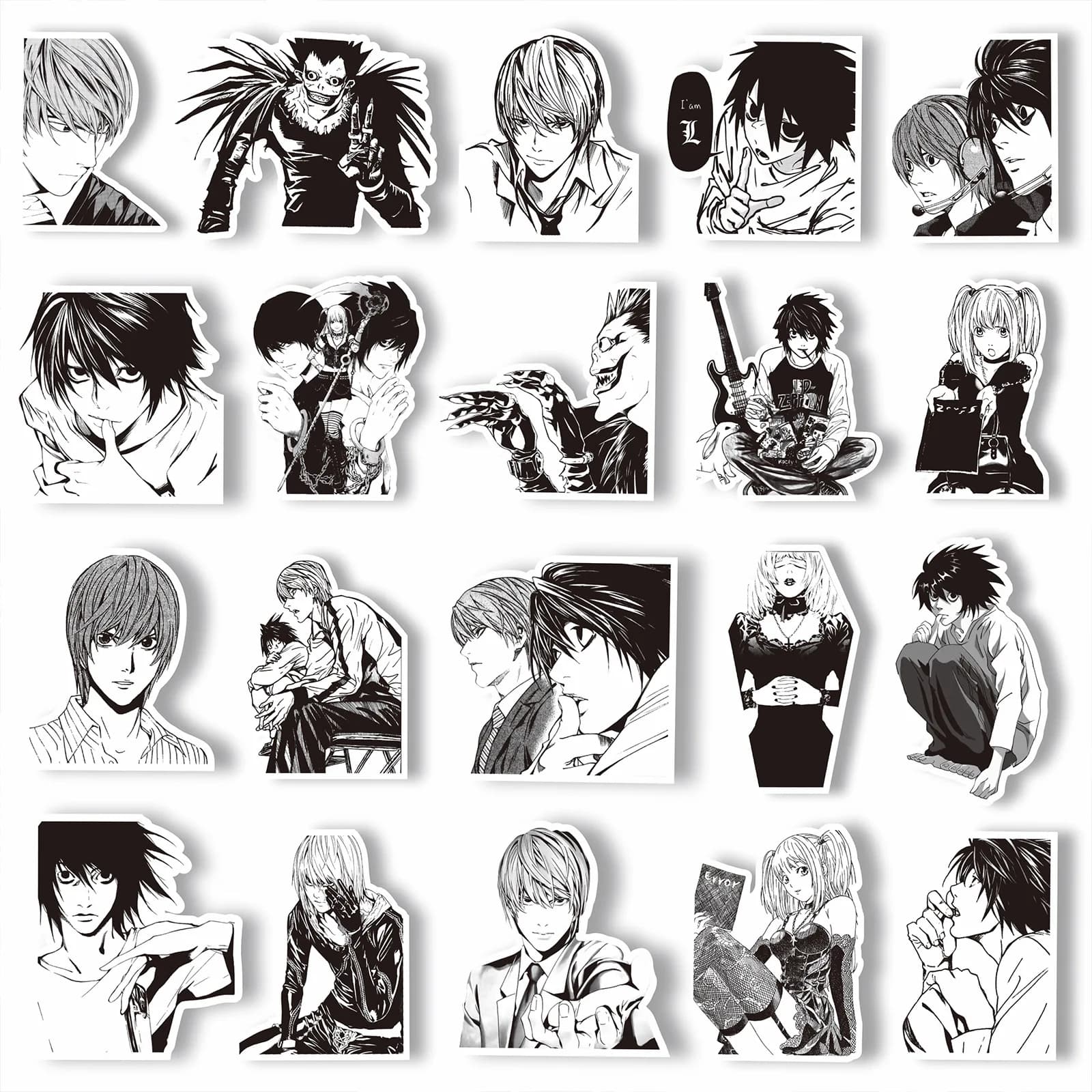 65 pièces Anime Death Note autocollants noir blanc décalcomanies Scrapbook bagages ordinateur portab