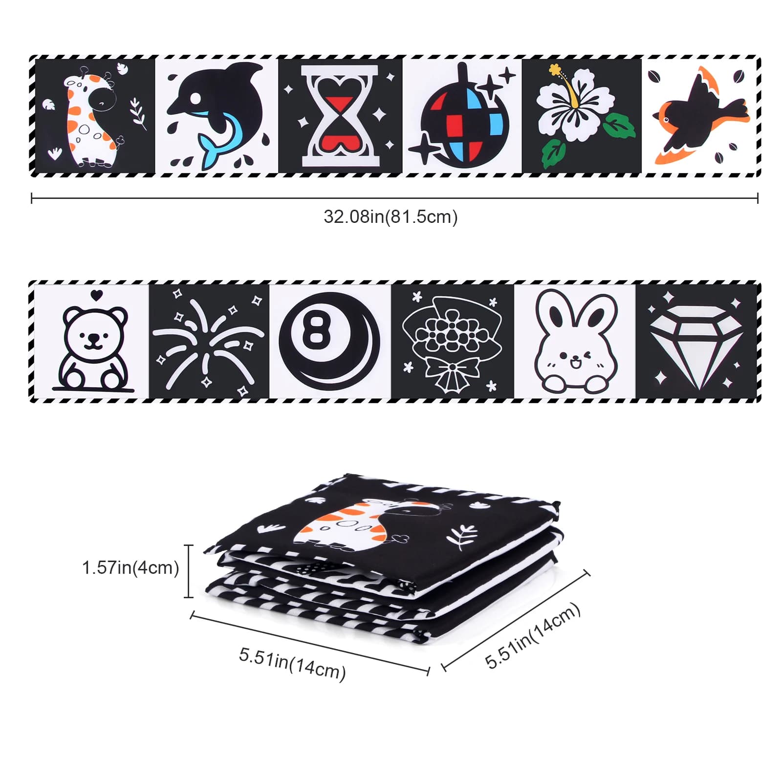 Livre en tissu pour bébé, jouets pour bébé à contraste élevé, jouets pour berceau pour nouveau-nés 0