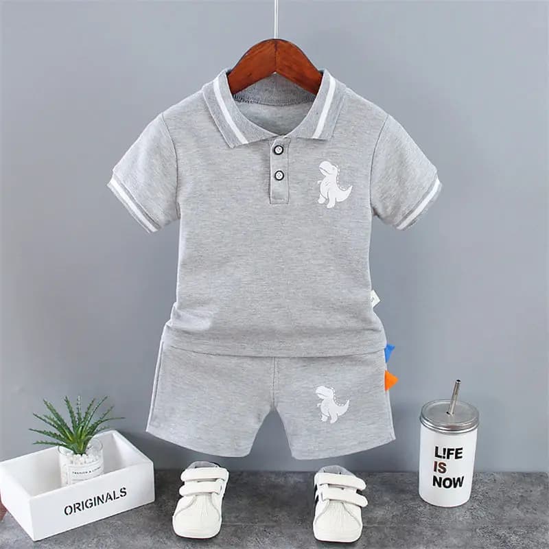 Été bébé garçon vêtements décontractés dessin animé dinosaure T-Shirt pantalon court 2 pièces/ensemb