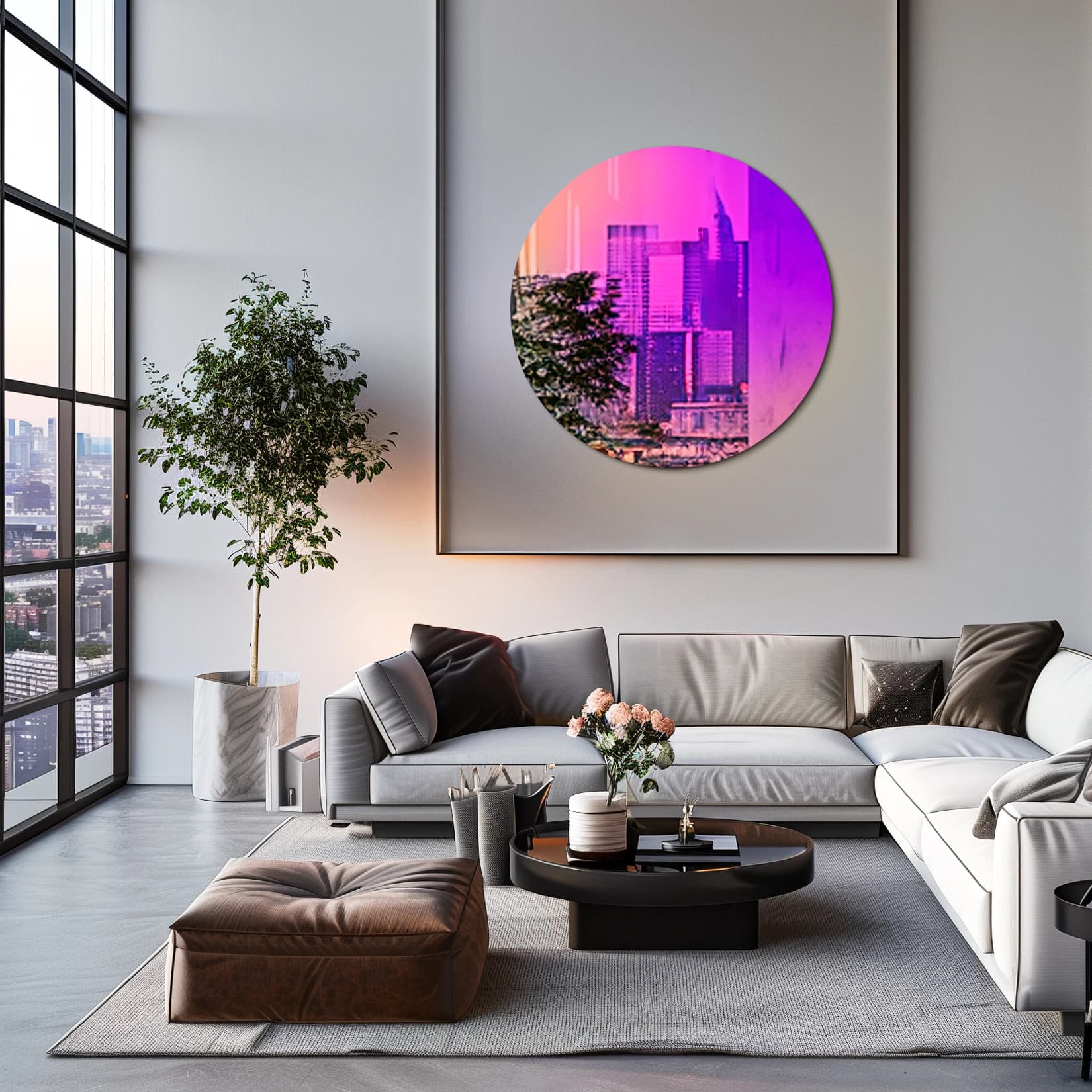 Fissuraminants pour le miroir décoratif mural, miroir mural rond irisé, miroir en verre d'accent arc
