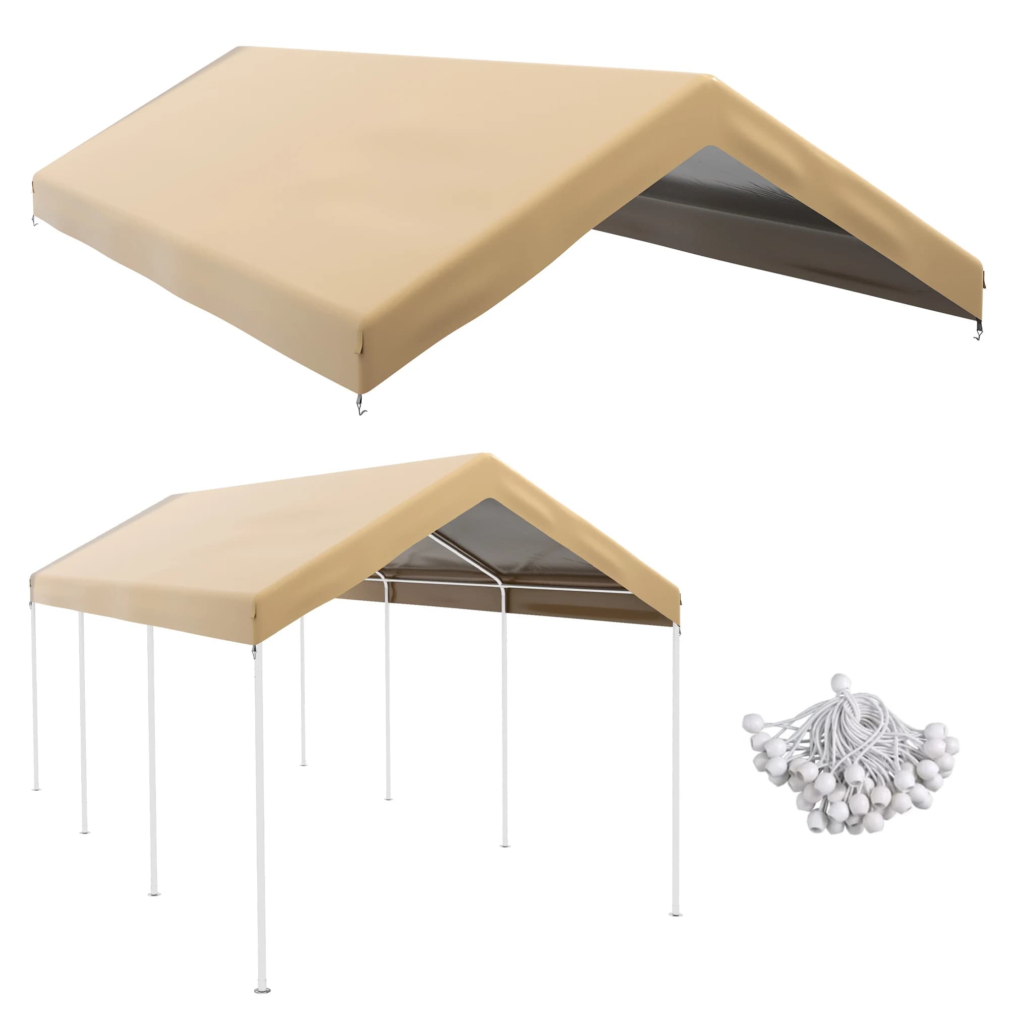 Outsunny-Juste de remplacement pour carport 10x20, beige, avec cordons de duextrêmes