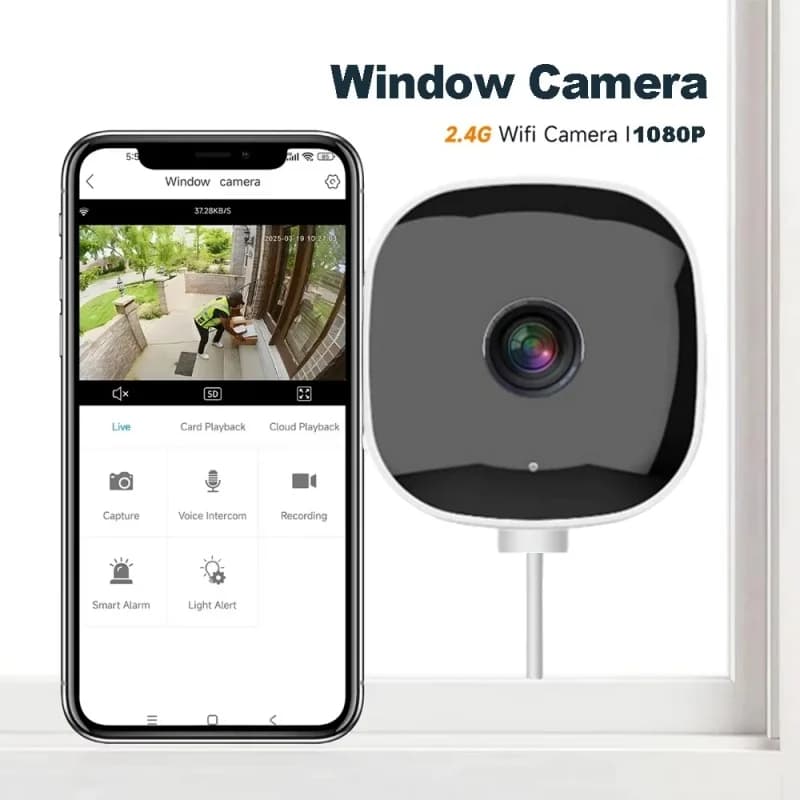 Caméra de fenêtre remplace les caméras extérieures, WiFi 2.4/5GHz, résolution 3MP, Vision nocturne p