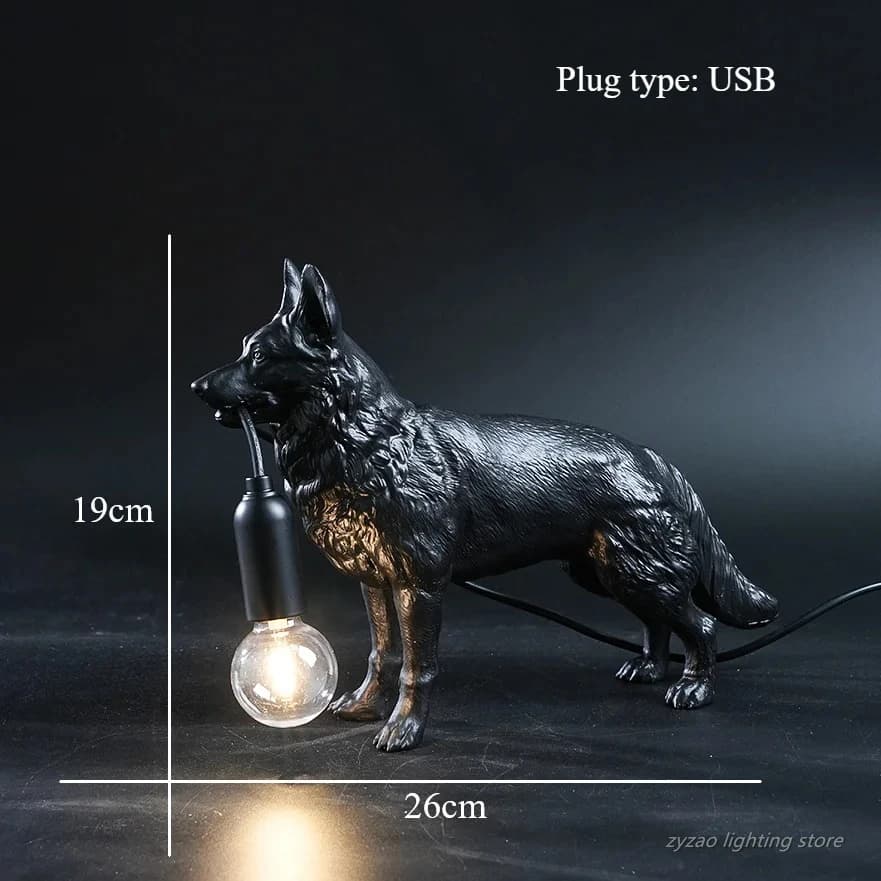 Lampadaire Animal berger allemand, décoration intérieure en résine, lampe de Table pour petit chien,