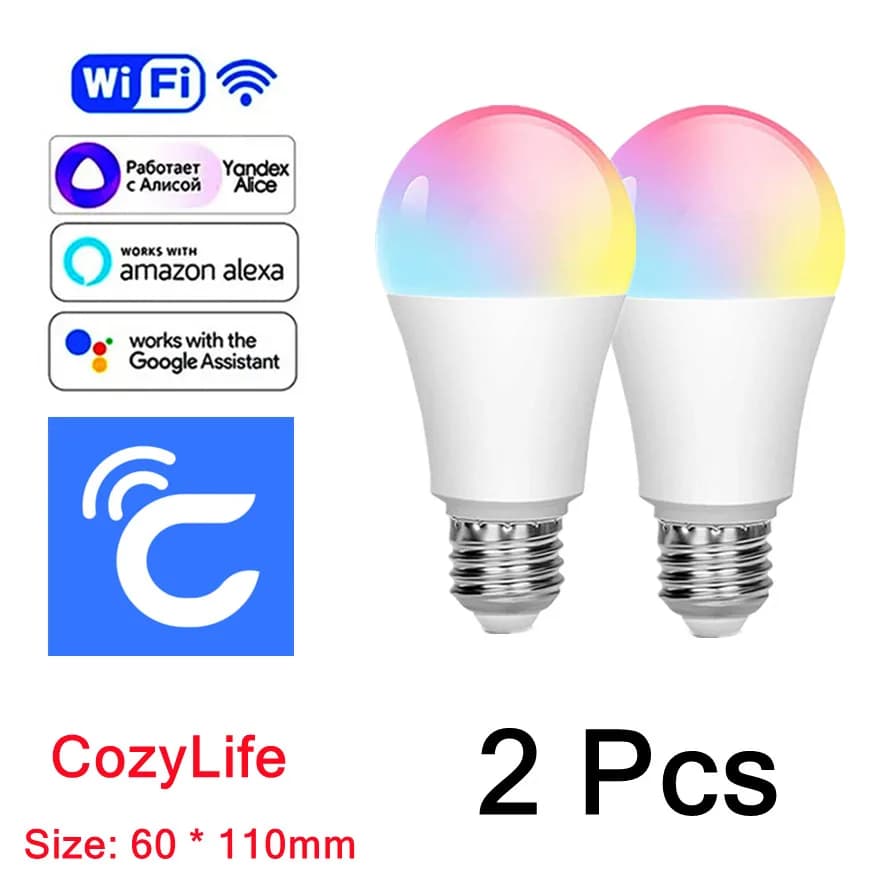 Ampoule intelligente WiFi E27 LED RGB, 8 pièces, 15W, fonctionne avec Alexa/Google Home 85-265V RGB 