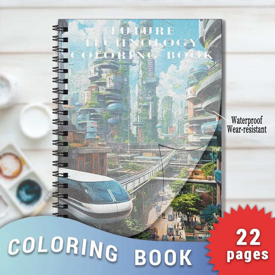 Livre de coloriage high-tech Parks, Future Technology, aide à soulager le stress et les relevé, POS,