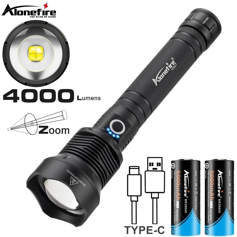 4000Lumen Zoom XHP70 LED lampe de poche haute puissance USB Rechargeable torche extérieure chasse Ca