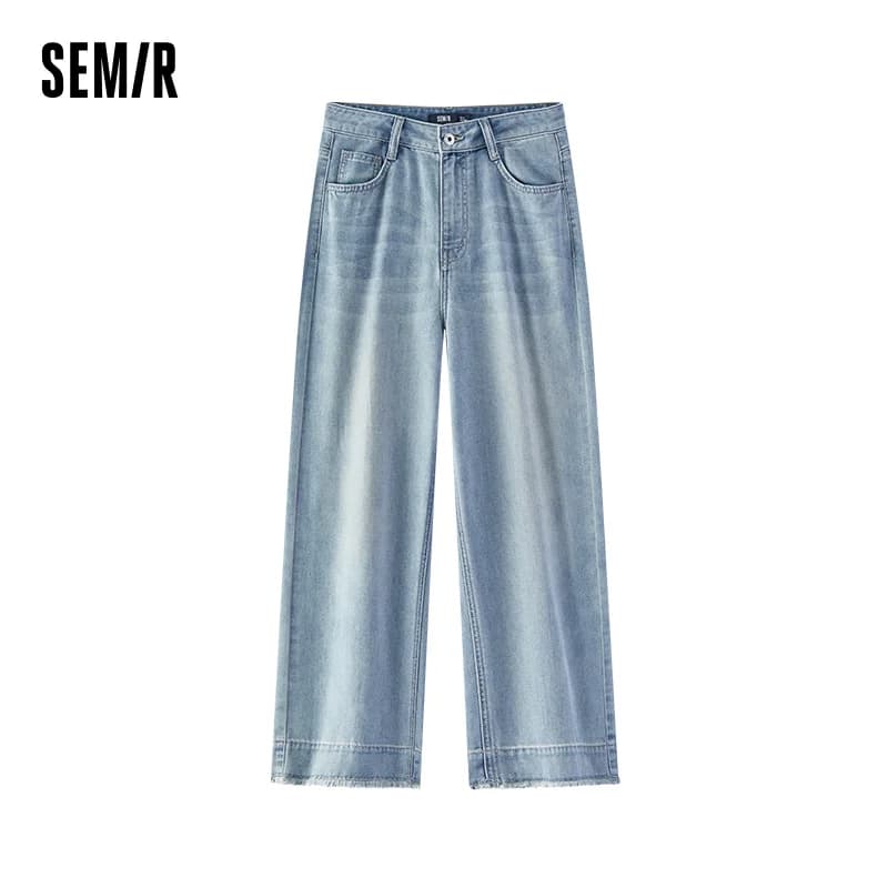Jean pour femme Semir, coupe large, ourlet brut, longueur cheville, style urbain décontracté, doux e