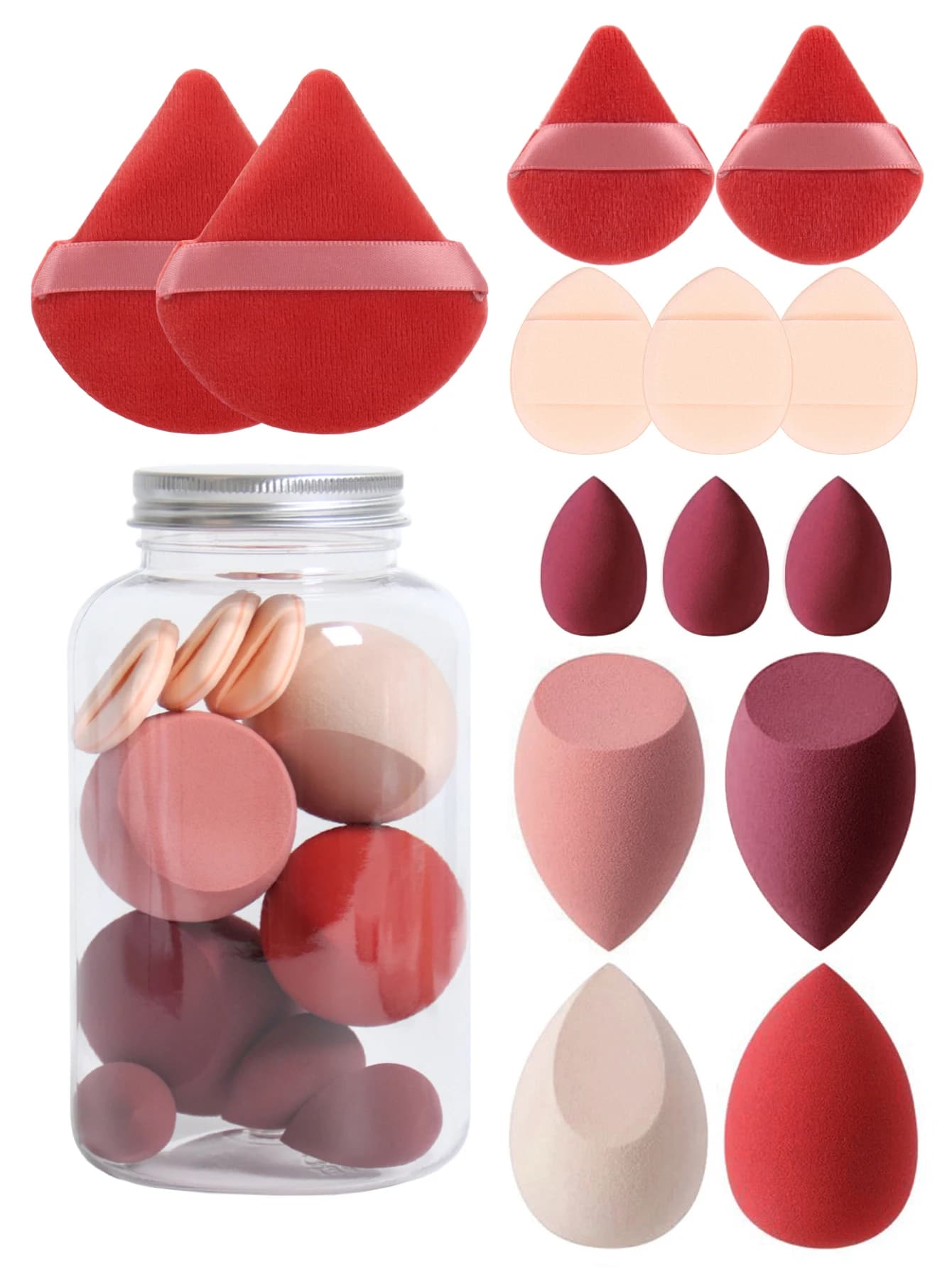 Ensemble d'éponges cosmétiques, éponge cosmétique, bouffée de doigt, fond de teint sec et support, b