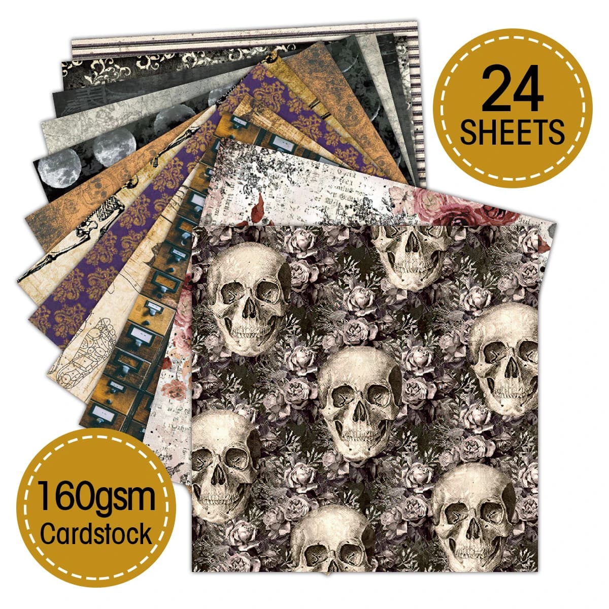 Ensemble de papier Scrapbooking Vintage, 24 pièces, matériel de bricolage, papier décoratif d'hallow