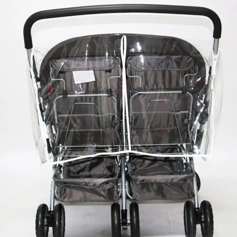 Housse pluie pour poussettes bébé, pour jumeaux, imperméable transparent, pare-vent poussière