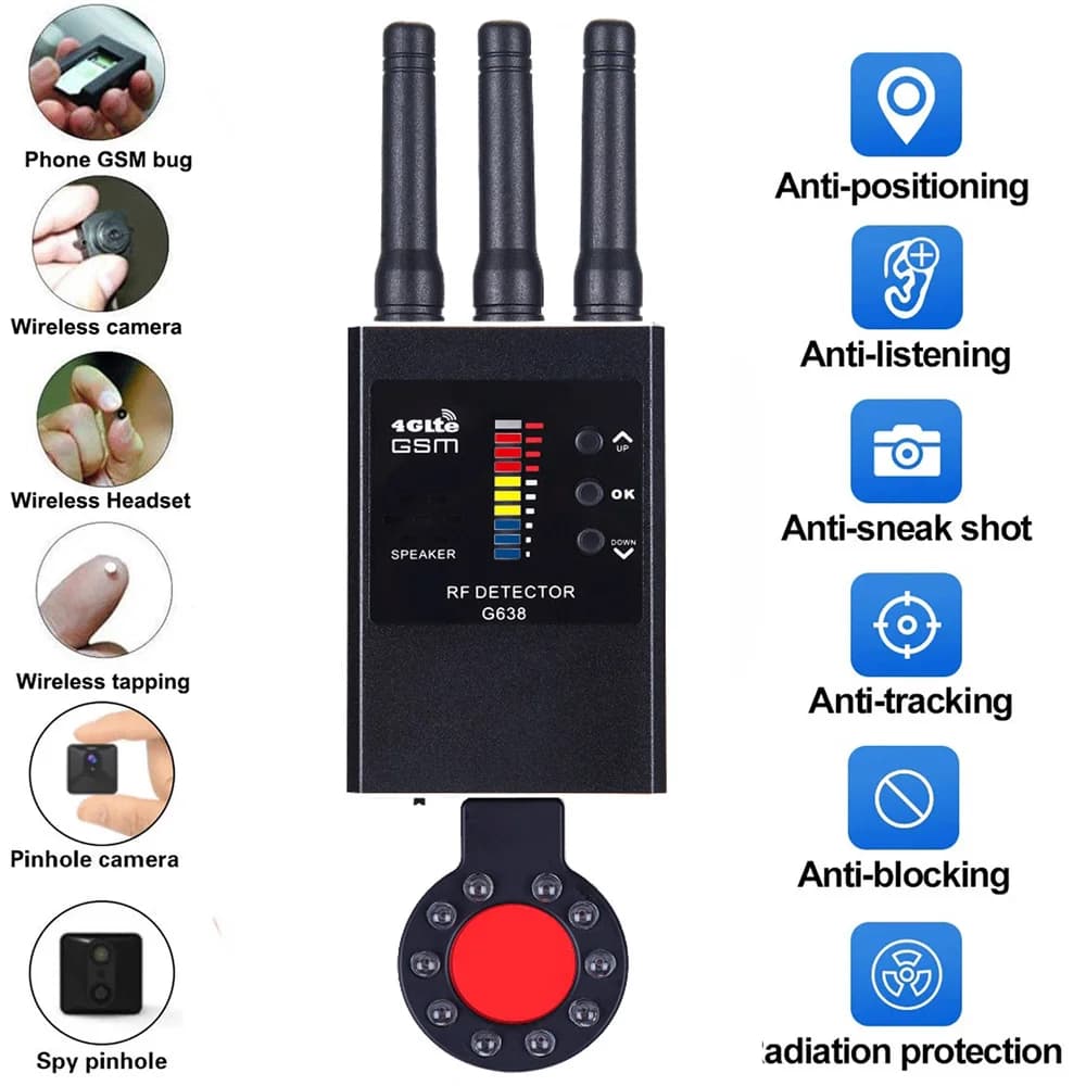 Professionnel Anti-espion GPS sans fil RF Signal automatique GSM Wifi détecteur traqueur fréquence b