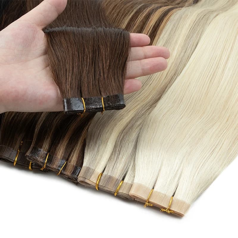 Trame de bande naturelle sans couture, longue bande de trame de peau en PU dans les Extensions humai