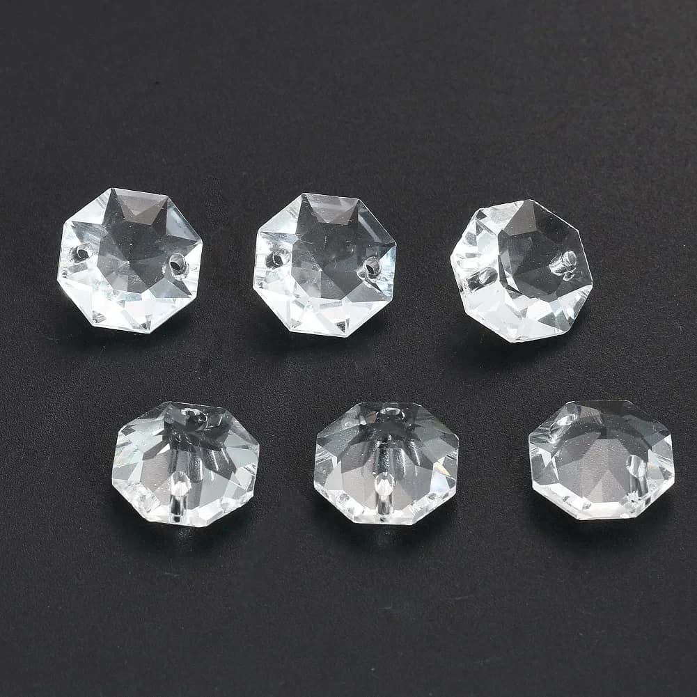 Perles octogonales en cristal 3D, 14mm, 10 pièces, pièces de rechange pour lustre, pendentif suspend