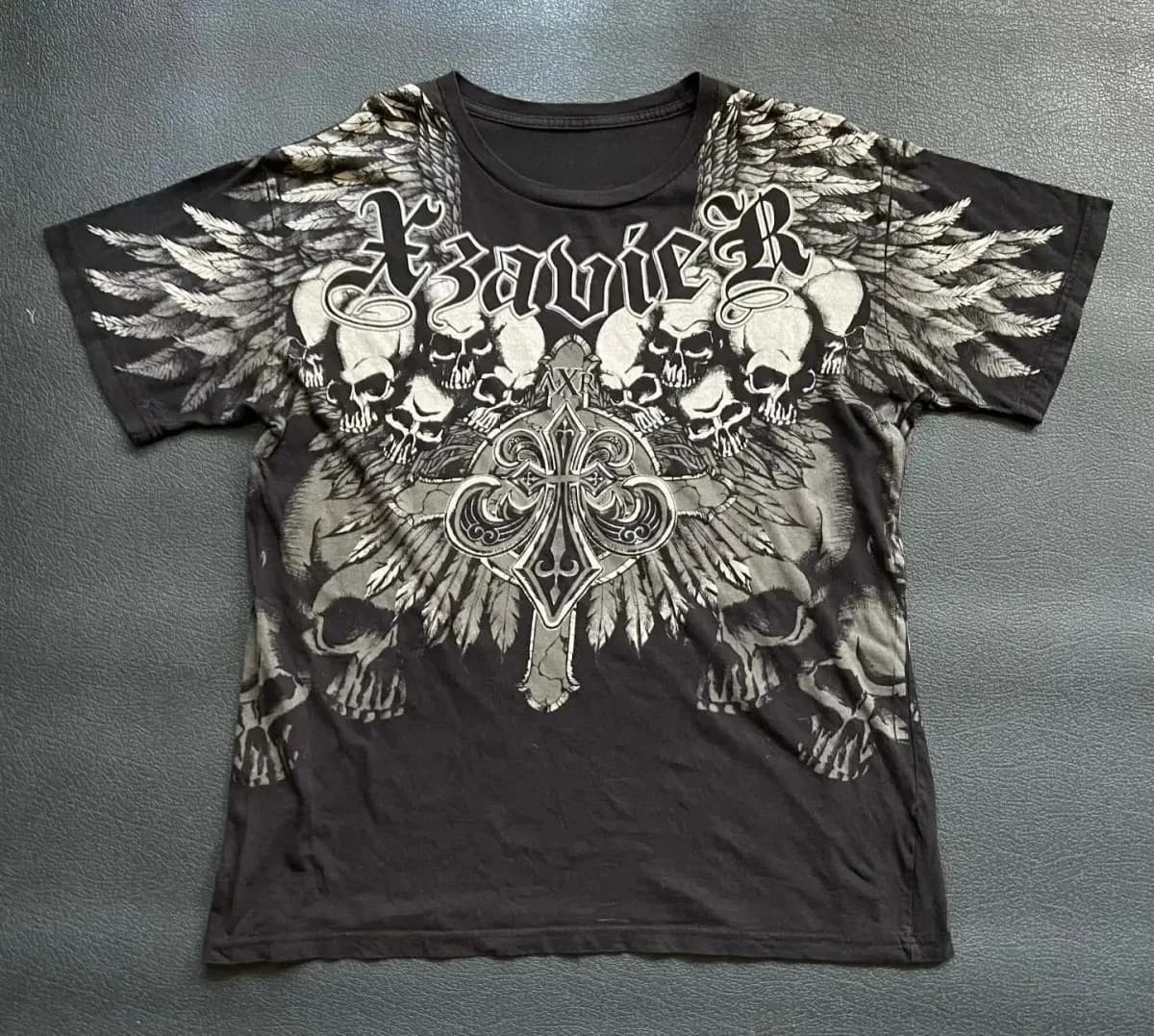 T-shirt d'été pour homme, col rond, imprimé ailes d'ange gothiques et lettres, confortable et respir