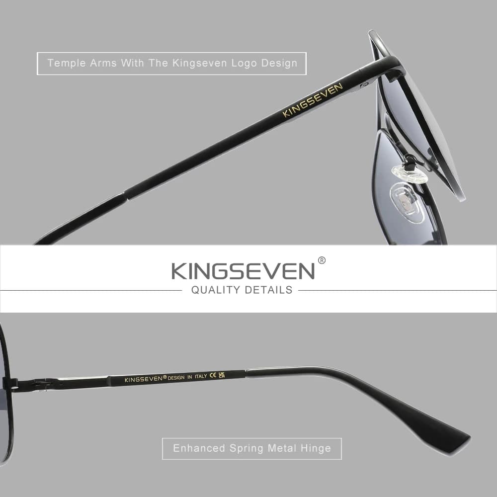 KINGSEVEN Lunettes de soleil polarisées UV400 en aluminium pour hommes, style aviateur, haute qualit