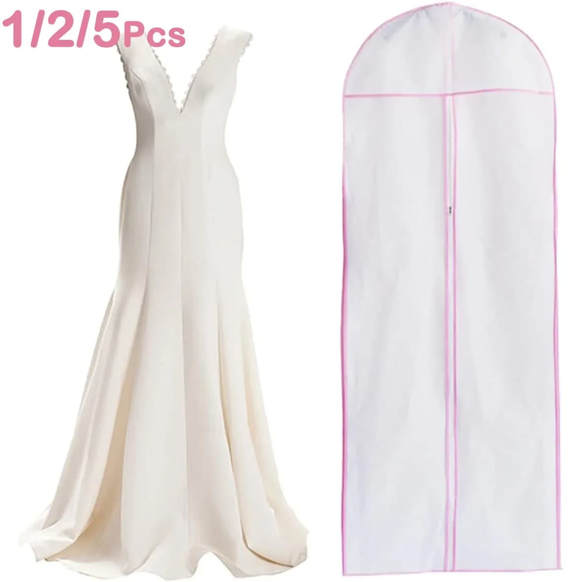 1/2/5 pièces 180cm robe de mariée housse anti-poussière suspendus vêtement de mariée robe vêtements 