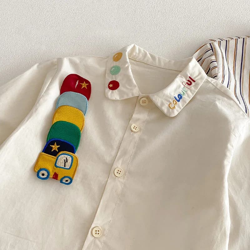 MILANCEL printemps enfants chemises 9M-5T dessin animé coloré voiture filles Blouse ingénierie véhic