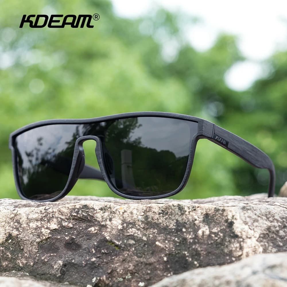 Lunettes de soleil polarisées pour homme KDEAM XL, surdimensionnées, monobloc, finition brossée, lar