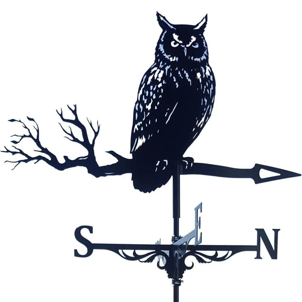 Girouette créative hibou, toit en métal, décorations de jardin, palette à vent noire, artisanat d'ex