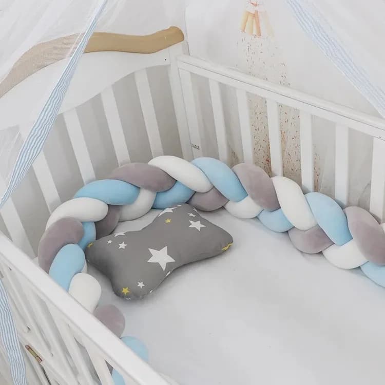 Protecteur de berceau pour bébé, coussin à nœud tressé pour nourrissons et enfants, 3 actions, pare-