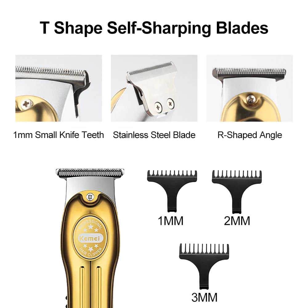 Kemei Tondeuse À Cheveux Pour Hommes En Métal Corps Machine De Coupe De Cheveux Rechargeable Tondeus