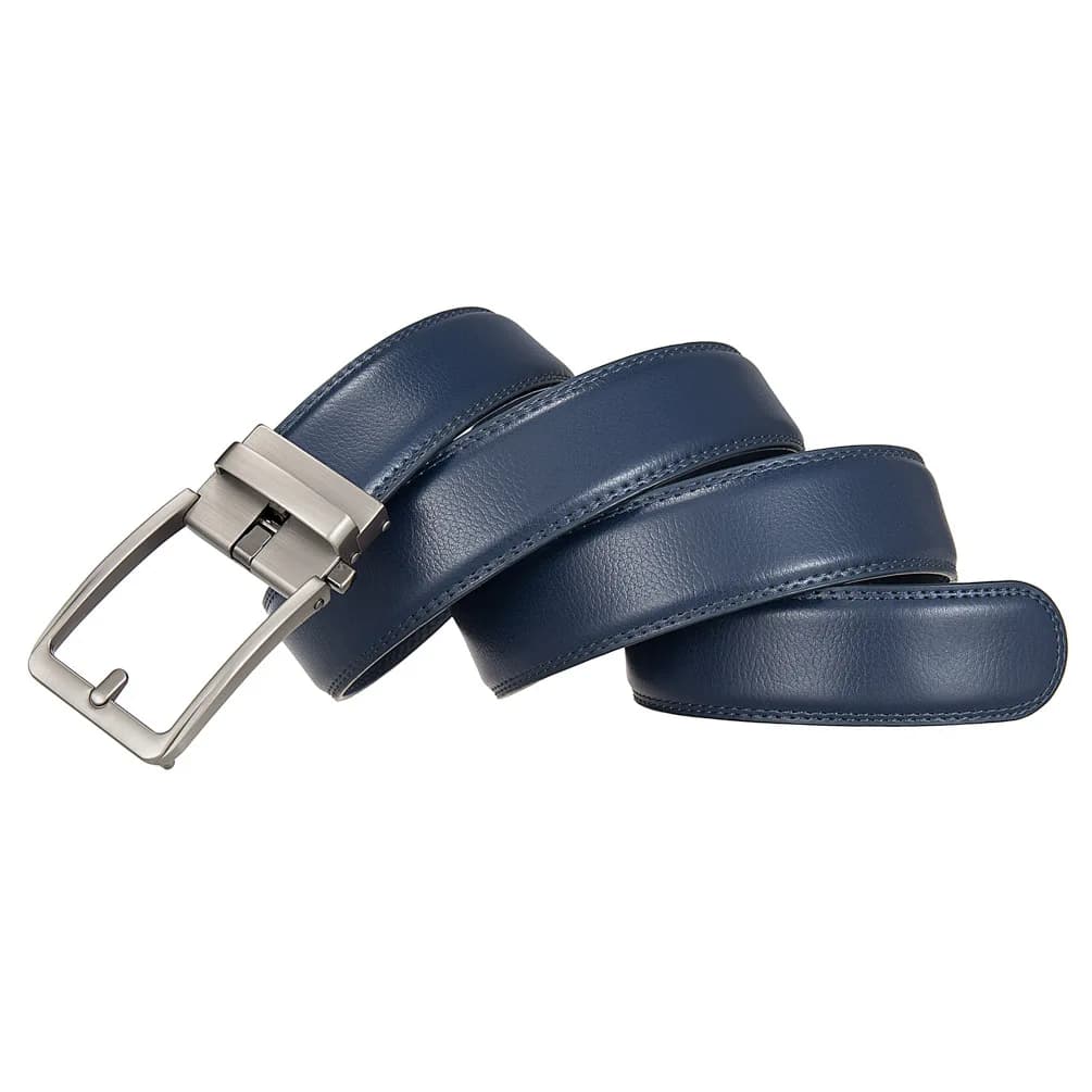 Ceinture en cuir véritable pour homme, largeur 3.5cm, automatique, bleu, mode formelle, business, en