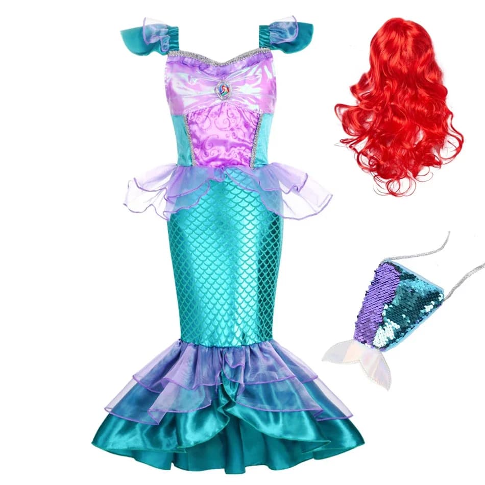 Robe sirène pour filles, breloque princesse Cosplay, Costume scintillant à paillettes pour enfants, 