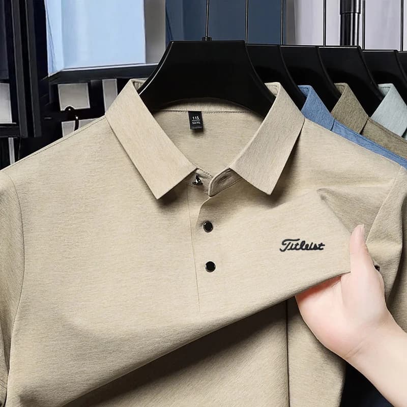 Polo de luxe premium pour homme, nouveau t-shirt à col boutonné avec imprimé lettres, style européen