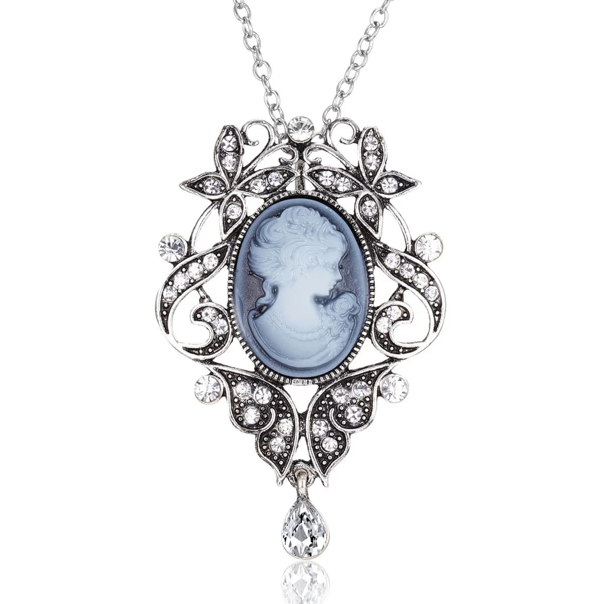 Vintage camée beauté Portrait pendentif collier pour femmes hommes de luxe résine dame reine fleur p